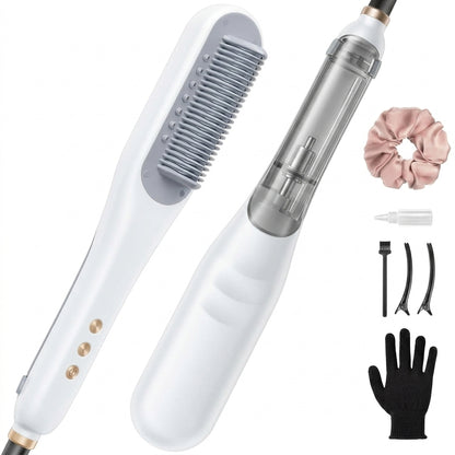 スチームストレートブラシ、ヘアストレートブラシアイロン、水蒸気でヘアケアのストレートブラシ4つの温度調整機能、ホームサロン用のストレートナーコーム高速加熱、くし型スチームブラシアイロン、デュアル電圧